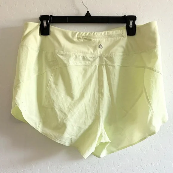 Athleta Run With It 3.5 Inch Short Neon Yellow Featherweight Stretch Size L - Picture 4 of 7